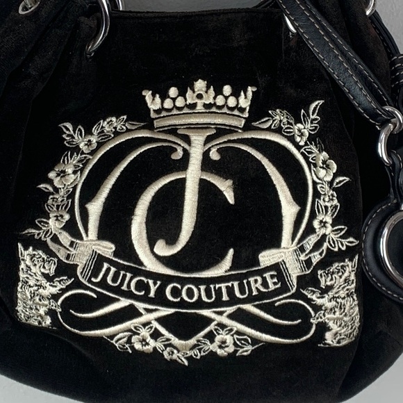 Vintage Y2K Juicy Couture Fluffy Velour and Leather Shoulder Bag - Picture 1 of 13